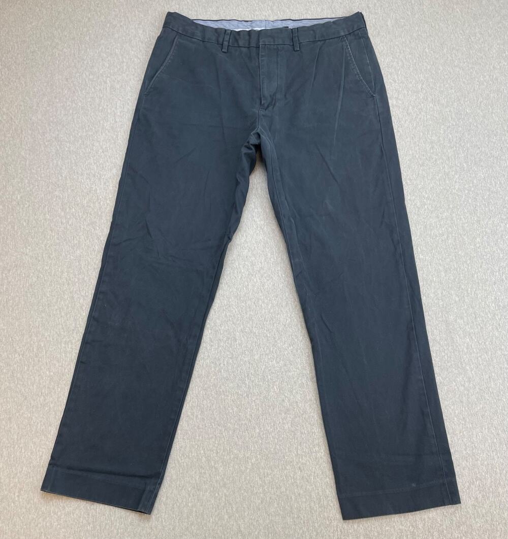 J Crew Pants Mens 34 x 32 Blue 100% Cotton Bowery Flat Front Chino Straight